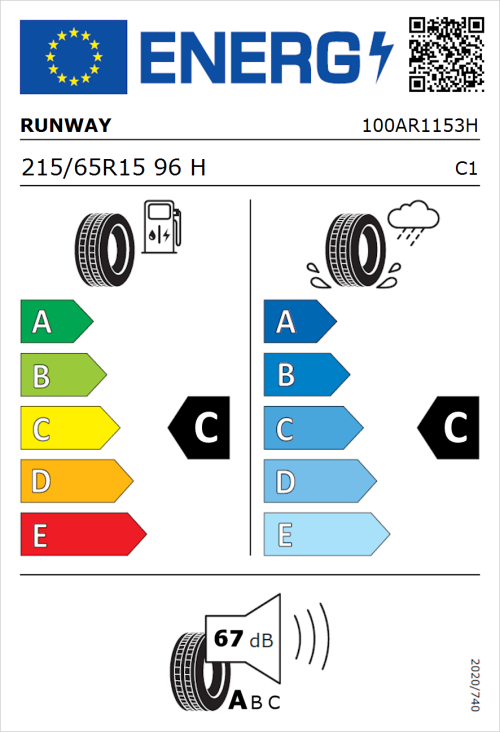 Tyre Label for Runway Enduro HP 215/65R15 96H